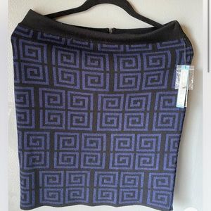 NWT Alice + Olivia Black And Navy Geometric Short Skirt L